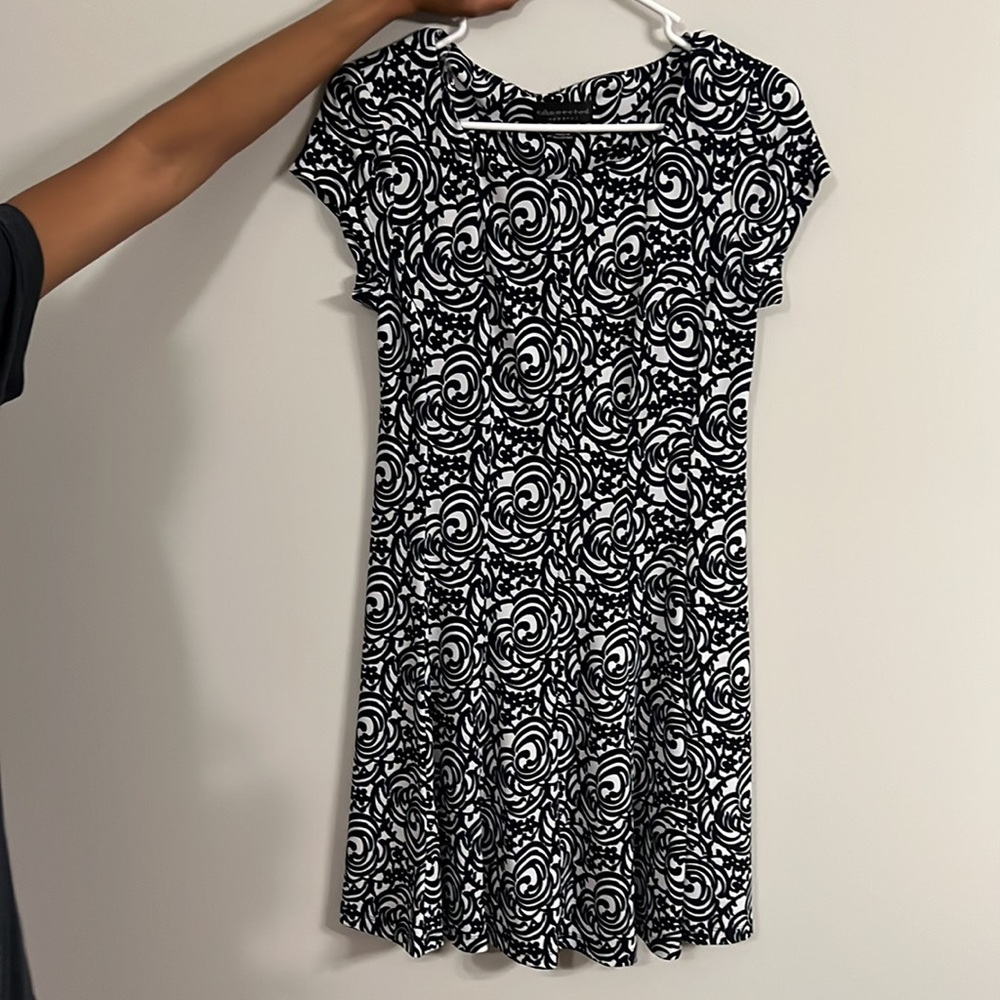Printed Black and White Dress